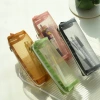 【 Factory Direct Supply 】 Transparent colored pen case, fresh and artistic stationery storage bag, cylindrical zipper portable makeup bag Specification image